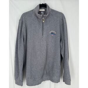 Tommy Bahama Sweater Mens Large Gray Relax 1/4 Zip Sweatshirt Cotton